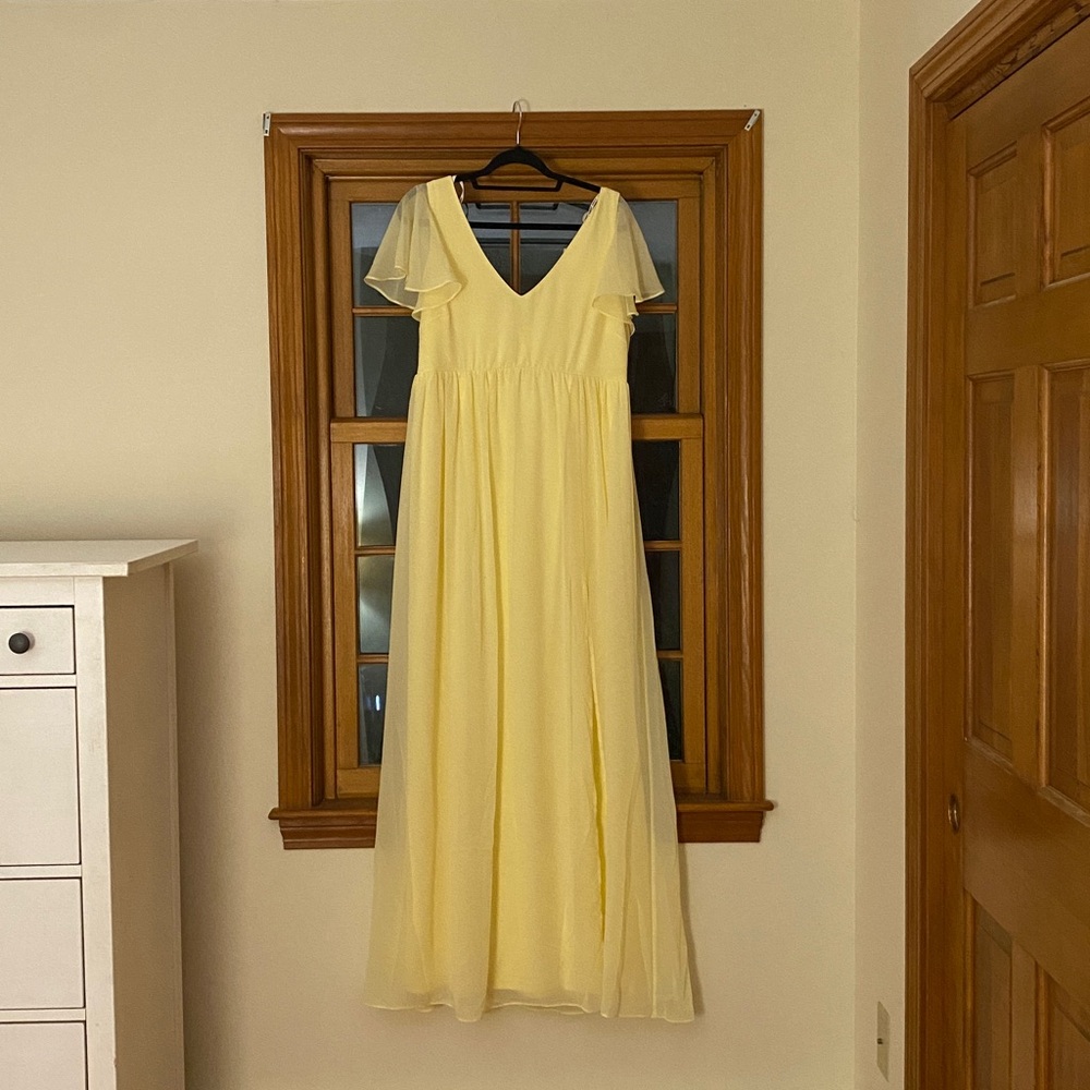 OPEN TO OFFERS!!! Birdy Grey Pale Yellow Flutter Sleeve Bridesmaid Dress